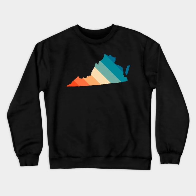 Virginia State Retro Map Crewneck Sweatshirt by n23tees